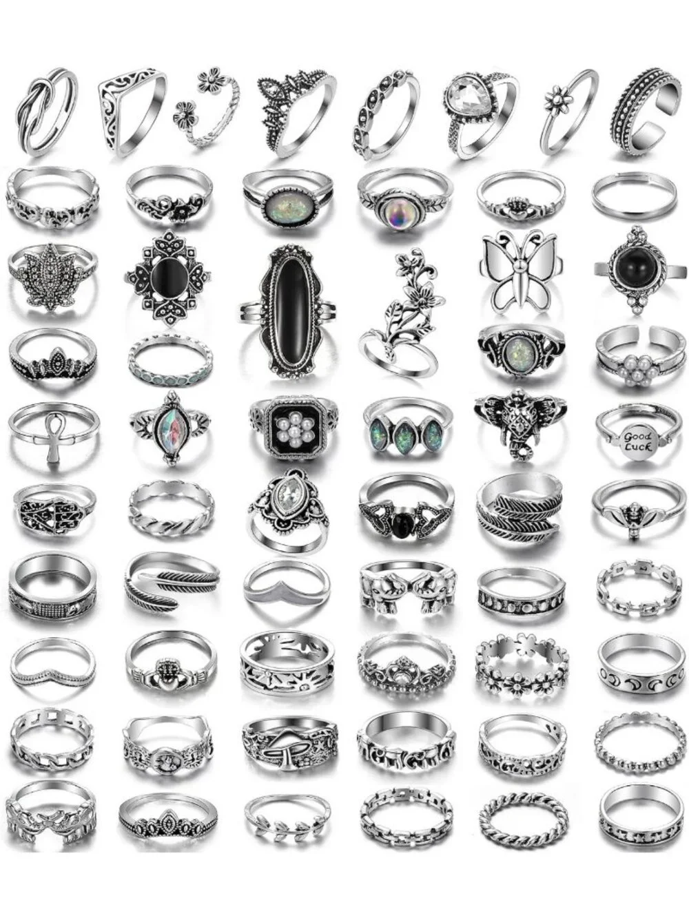 Chunky Vintage Silver Knuckle Rings Set for Women & Men | Boho Style Jewelry